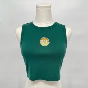 Star Wars Yoda Crop Tank Top Juniors Small Green
